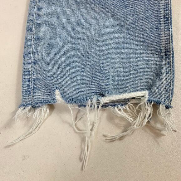 Agolde Merrel Straight Mid Rise Jeans Astray Womens 32 Light Wash Raw Hem Ankle - Picture 12 of 15